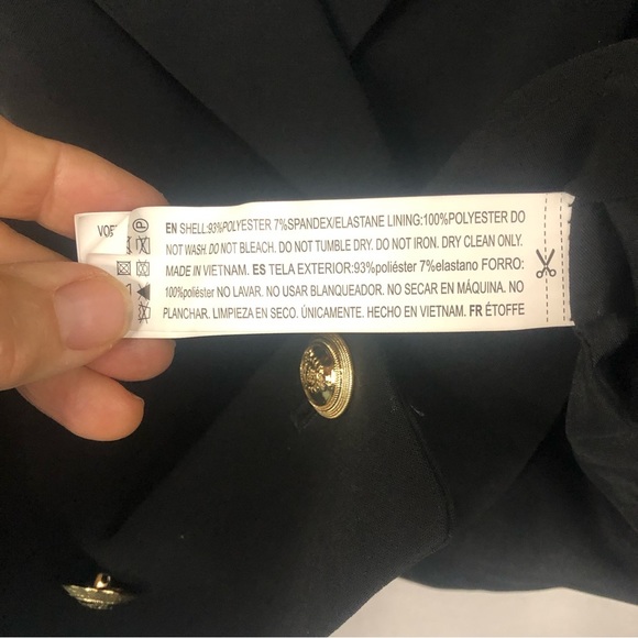 Forever 21 Women’s Jacket Black Crepe Double Breasted Military Cropped - Picture 5 of 8